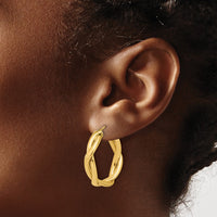 Load image into Gallery viewer, 14K Polished Fancy Twist Round Hoop Earrings

