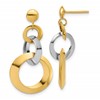 14K Two-tone Polished Circle Link Dangle Post Earrings