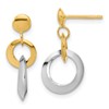 14K Two-tone Polished Circle Link Dangle Post Earrings