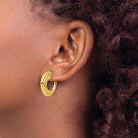 Load image into Gallery viewer, 14K Polished and Grooved J-Hoop Post Earrings
