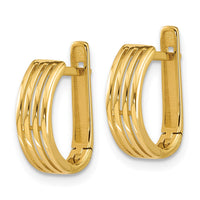 Load image into Gallery viewer, 14K Polished and Grooved Hinged Hoop Earrings
