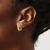 Load image into Gallery viewer, 14K Polished and Grooved Hinged Hoop Earrings
