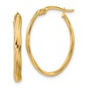 14K Polished and Grooved Twist Oval Hoop Earrings