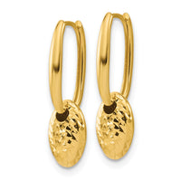 Load image into Gallery viewer, 14K Polished / Dia-cut Oval w/Bead Hinged Hoop Earrings
