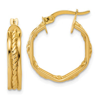 Load image into Gallery viewer, 14K Polished and Twisted Hoop Earrings
