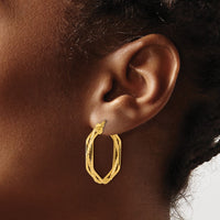 Load image into Gallery viewer, 14K Polished and Twisted Hoop Earrings
