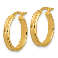Load image into Gallery viewer, 14K Polished and Satin Round Hoop Earrings
