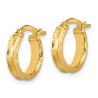 Load image into Gallery viewer, 14K Polished and Satin Round Hoop Earrings
