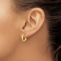 Load image into Gallery viewer, 14K Polished and Satin Round Hoop Earrings
