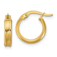 Load image into Gallery viewer, 14K Polished and Satin Round Hoop Earrings
