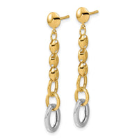 Load image into Gallery viewer, 14K w/Wht RH Polished Fancy Oval Link Post Dangle Earrings
