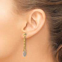 Load image into Gallery viewer, 14K w/Wht RH Polished Fancy Oval Link Post Dangle Earrings
