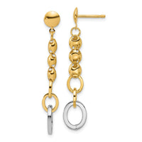 Load image into Gallery viewer, 14K w/Wht RH Polished Fancy Oval Link Post Dangle Earrings
