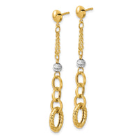 Load image into Gallery viewer, 14K w/Wht RH Polish/Dia-cut/Twisted Post Dangle Earrings
