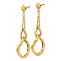 Load image into Gallery viewer, 14K Polished Fancy Contoured Link Post Dangle Earrings
