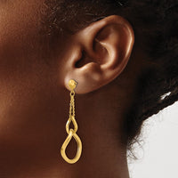 Load image into Gallery viewer, 14K Polished Fancy Contoured Link Post Dangle Earrings
