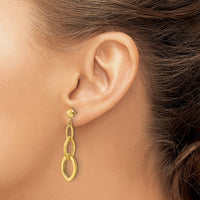 Load image into Gallery viewer, 14K Polished and Brushed Fancy Post Dangle Earrings
