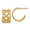 14K Polished Criss-cross J-Hoop Post Earrings