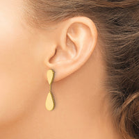 Load image into Gallery viewer, 14K Polished and Satin Teardrop Post Dangle Earrings
