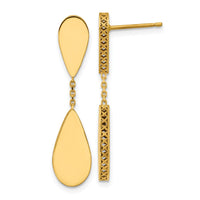 Load image into Gallery viewer, 14K Polished and Satin Teardrop Post Dangle Earrings
