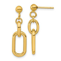 Load image into Gallery viewer, 14K Polished Fancy Link Post Dangle Earrings
