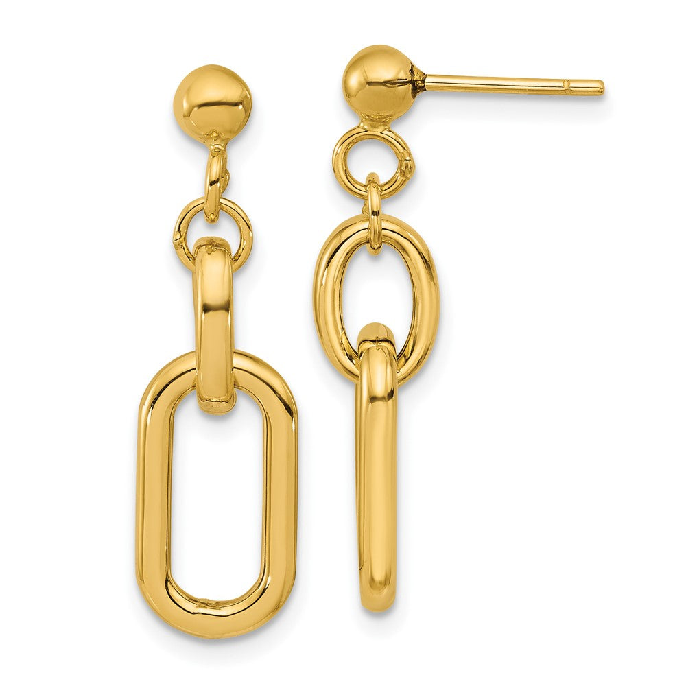 14K Polished Fancy Link Post Dangle Earrings
