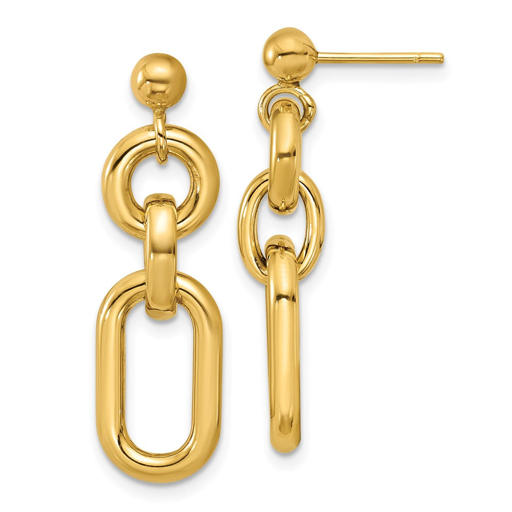 14K Polished Fancy Mixed Links Post Dangle Earrings