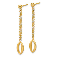Load image into Gallery viewer, 14K Polished and Brushed Navette Link Post Dangle Earrings
