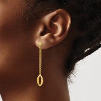 Load image into Gallery viewer, 14K Polished and Brushed Navette Link Post Dangle Earrings
