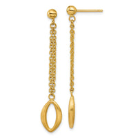 Load image into Gallery viewer, 14K Polished and Brushed Navette Link Post Dangle Earrings
