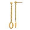 14K Polished and Brushed Navette Link Post Dangle Earrings