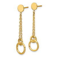Load image into Gallery viewer, 14K Polished 2-Strand Double Circle Post Dangle Earrings
