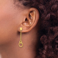 Load image into Gallery viewer, 14K Polished 2-Strand Double Circle Post Dangle Earrings
