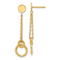 Load image into Gallery viewer, 14K Polished 2-Strand Double Circle Post Dangle Earrings
