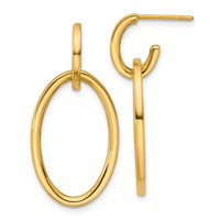 Load image into Gallery viewer, 14K Polished Fancy Oval Link Post Dangle Earrings
