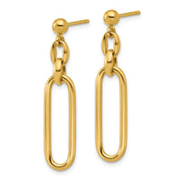 Load image into Gallery viewer, 14K Polished Fancy Elongated Oval Link Post Dangle Earrings
