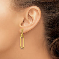 Load image into Gallery viewer, 14K Polished Fancy Elongated Oval Link Post Dangle Earrings
