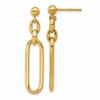 14K Polished Fancy Elongated Oval Link Post Dangle Earrings