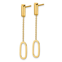 Load image into Gallery viewer, 14K Polished Elongated Oval and Bar Post Dangle Earrings
