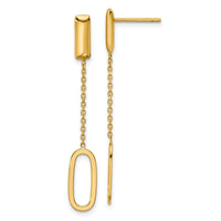 Load image into Gallery viewer, 14K Polished Elongated Oval and Bar Post Dangle Earrings
