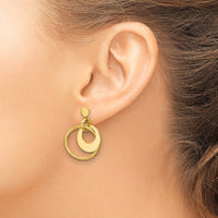 Load image into Gallery viewer, 14K Polished Fancy Double Circle Post Dangle Earrings
