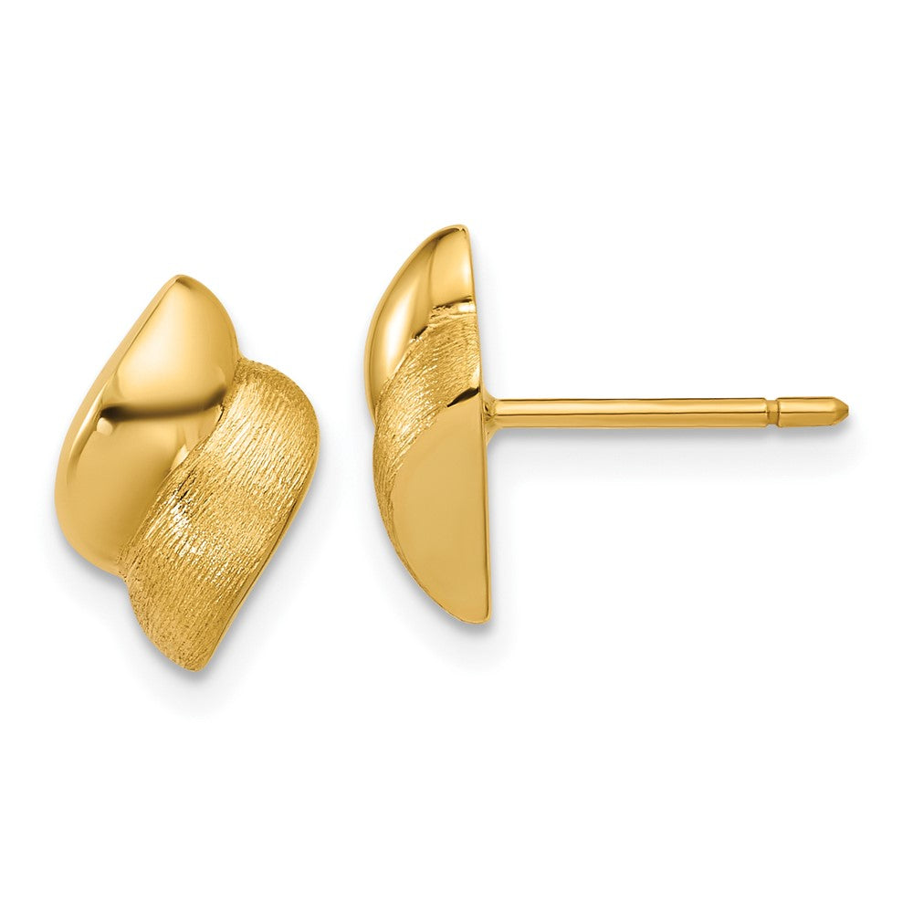 14K Polished and Brushed Fancy Post Earrings