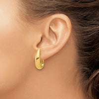 Load image into Gallery viewer, 14K Polished Fancy Tapered Teardrop Hinged Hoop Earrings
