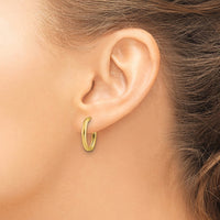 Load image into Gallery viewer, 14K Polished 2.0mm Flat Oval Post J-Hoop Earrings
