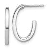 14KWhite Gold Polish 2.0mm Flat Oval Post J-Hoop Earrings