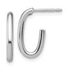 14K White Gold Polished 2.0mm Oval Post J-Hoop Earrings