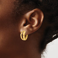 Load image into Gallery viewer, 14K Polished Fancy Tapered Hinged Round Hoop Earrings

