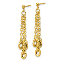Load image into Gallery viewer, 14K Polished Fancy 3-Strand Cable Link Post Dangle Earrings
