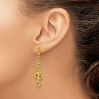 Load image into Gallery viewer, 14K Polished Fancy 3-Strand Cable Link Post Dangle Earrings
