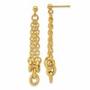14K Polished Fancy 3-Strand Cable Link Post Dangle Earrings